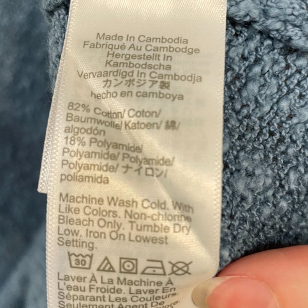 New J.Crew Slub Cotton V-Neck Beach Sweater Blue Small - Picture 5 of 6